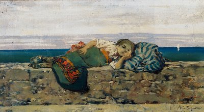 Bauer auf dem Geländer von Telemaco Signorini